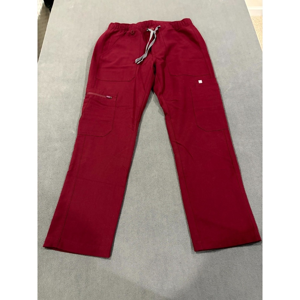 FIGS Technical Collection Cargo Scrub Pants Mens XS/S Red Drawstring Stretch